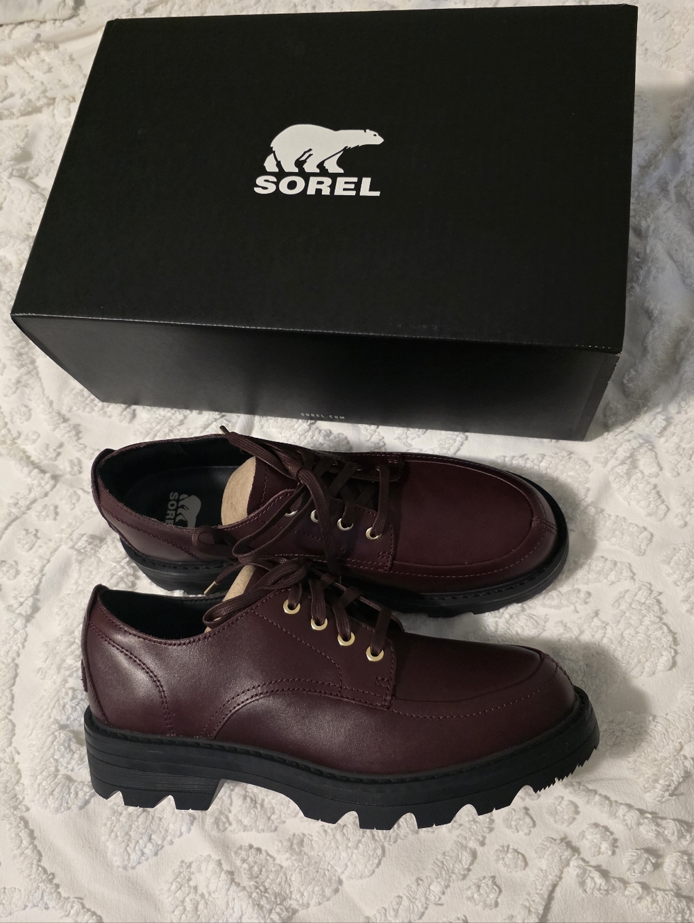 Sorel Leather Lug Sole Lace Up Oxfords Gothic Chic Academia Womens 8.5  NIB